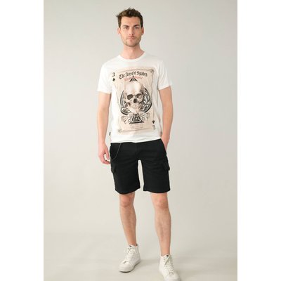 Short bermuda noir 'esprit cargo' avec mousqueton et poches multiples CEMI DEELUXE