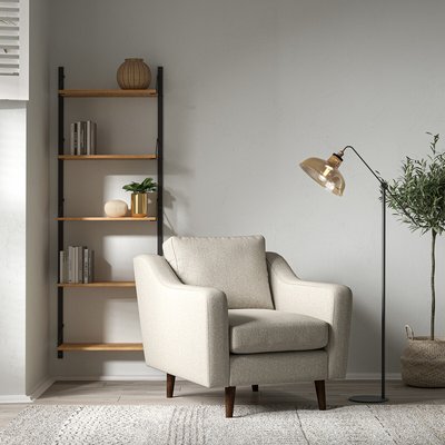 Rosa Curve Soft Woven Armchair with Dark Wood Legs SO'HOME