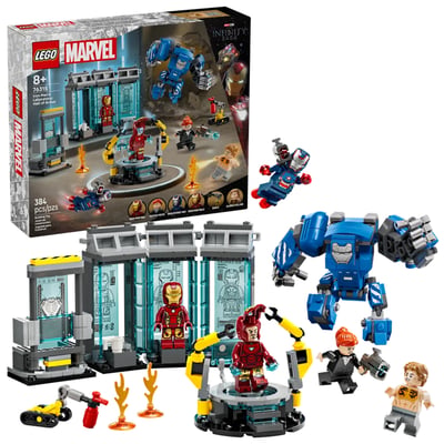 Le laboratoire d'Iron Man : la salle des armures LEGO