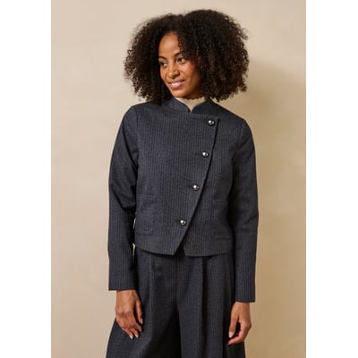 Veste manches longues rayée col mao LA FEE MARABOUTEE