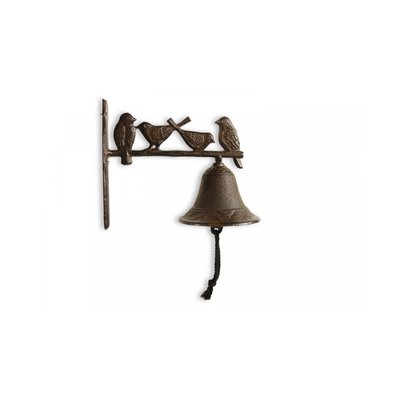 Cloche Oiseaux Fonte Marron 21.5x11.5x19.5cm DECORATION D’AUTREFOIS