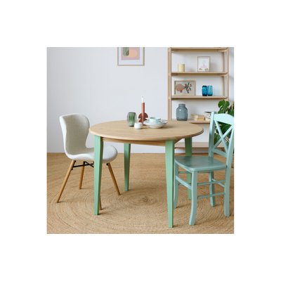 Table ronde extensible en bois 4/6 places D115 pieds colorés - VICTORIA HELLIN, DEPUIS 1862