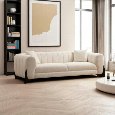 Canapé 3 places écru - pieds design noirs LUCCA PIER IMPORT