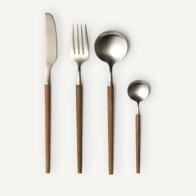 Servizio di posate 16 pezzi, acciaio inox e legno di acero, Emako AM.PM
