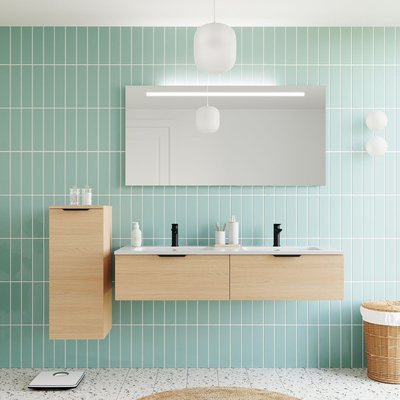 Ensemble double vasque 2 tiroirs + miroir - SOHO HOMIFAB