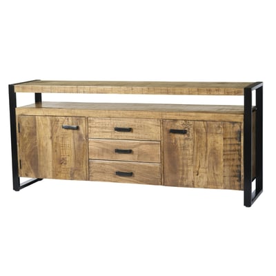 Buffet de salon bois métal à double plateau KARGO PIER IMPORT