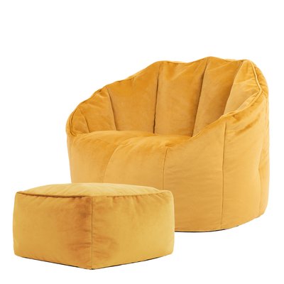 Pouf fauteuil et son repose-pied velours - SIRENA ICON