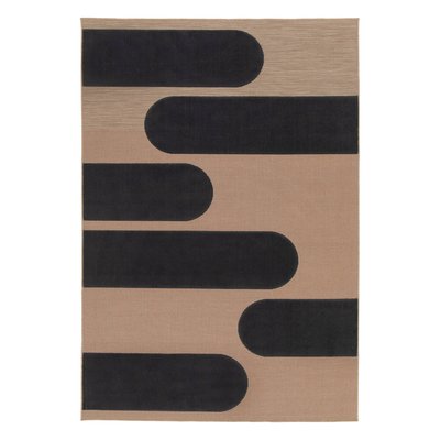 Tapis intérieur/extérieur beige motif géométrique noir ANTON SWEEEK