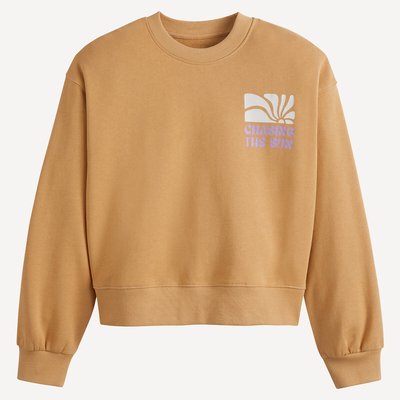 Sweat de gola redonda, com mensagem, em moletão LA REDOUTE COLLECTIONS