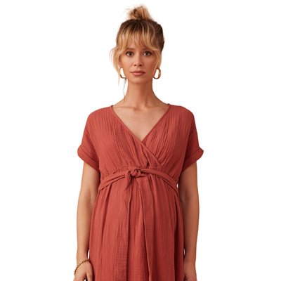 Robe longue grossesse en gaze de coton ENVIE DE FRAISE