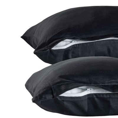 Lot de 2 taies d'oreillers unies satin de coton PRESTIGE TODAY