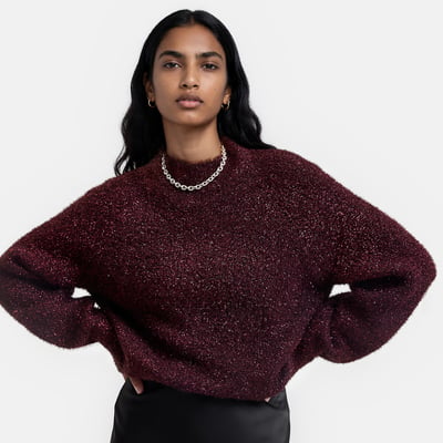 Pull col rond, avec fils brillants LA REDOUTE COLLECTIONS