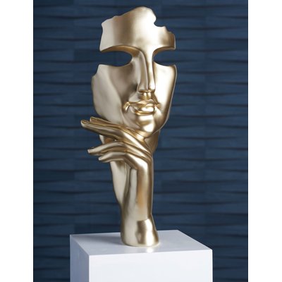 Sculpture moderne "Estilo" dorée socle blanc PIER IMPORT