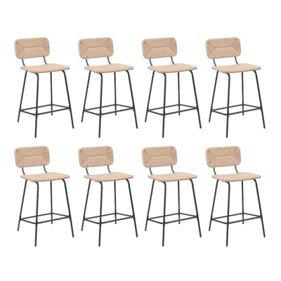 Lot de tabourets d'ilot et bar en métal et assise rotin 65cm NEMA|Lot de 8 | Lot de 8 MOB IN