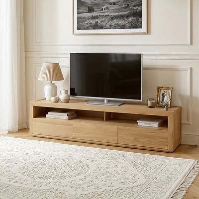Meuble TV contemporain en chêne, 3 tiroirs CAMILLE ROBIN DES BOIS