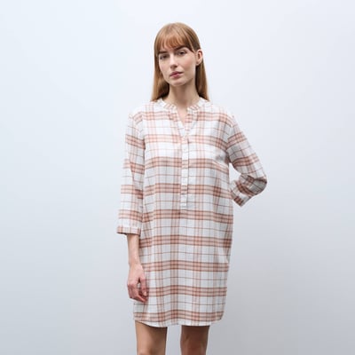 Chemise de nuit à carreaux en flanelle de coton BIO GOTS MONOPRIX