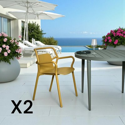 Chaise de jardin design jaune, empilable (lot de 2) PINETO PIER IMPORT