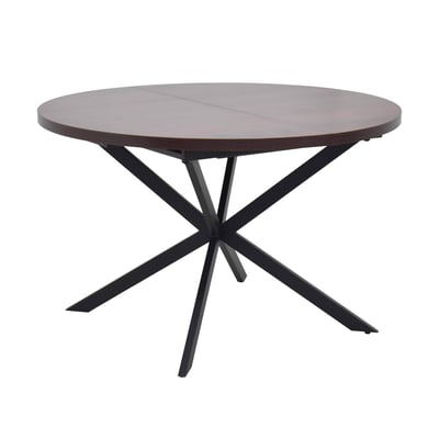 Table à manger extensible ronde en métal et effet bois 6 à 8 personnes, MARCIA OVIALA