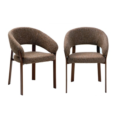 Lot de 2 chaises pieds métal effet noyer - LARA CALICOSY