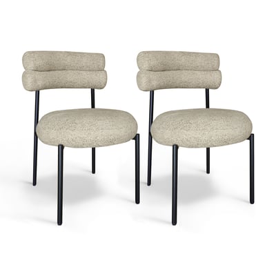 Lot de 2 chaises en tissu tweed et structure métal, GINA NOW'S HOME