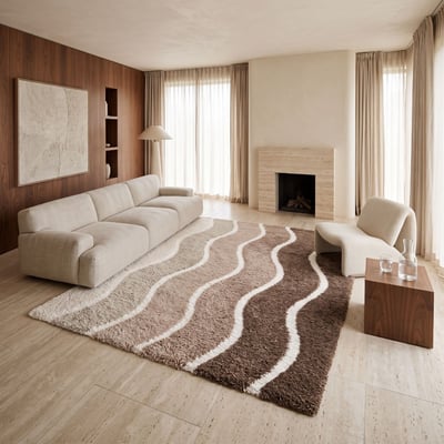 Tapis shaggy doux à motif ondulé   MOKA VAGUES THE DECO FACTORY