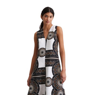 Robe en lin flared avec motif imprimé MARC O'POLO