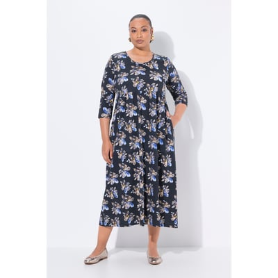 Robe maxi en jersey, motif à fleurs, poches ULLA POPKEN