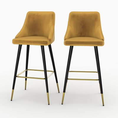 Lot de 2 chaises de bar 77.5 cm en velours - ARISTOTE RENDEZ-VOUS DÉCO