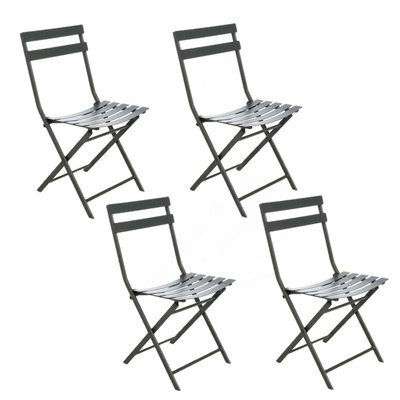 Lot de 4 chaises de jardin pliables en métal Greensboro HESPERIDE