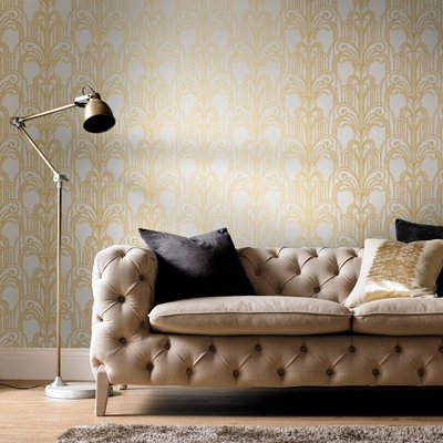 Papier peint Art Deco Gold/Pearl GRAHAM ET BROWN
