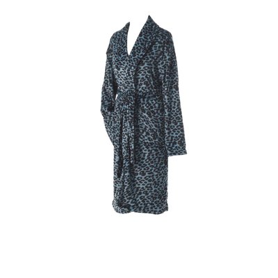 Peignoir col chale Leopard bleu EDEN