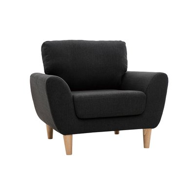 Fauteuil scandinave en tissu gris anthracite et bois clair ALICE MILIBOO