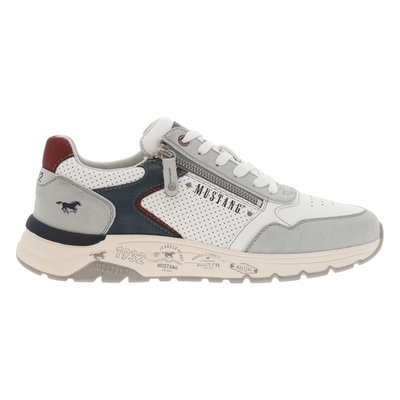 Sneakers Mustang blanches et grises et à lacets plats et zip MUSTANG