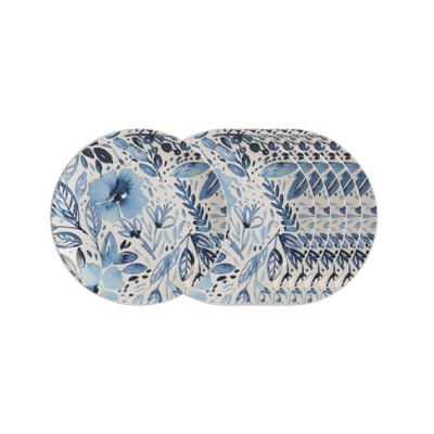Assiette à dessert Jardin bleu 21,5 cm (lot de 6) TREND'UP