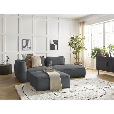 Canapé droit fixe 4 places en velours côtelé avec pouf, LEOPOLD BOBOCHIC