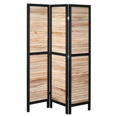 Paravent en bois noir et naturel 3 Panneaux AUBRY GASPARD