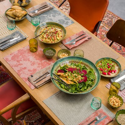 Set de table enduit en Lin, CASUAL ETHNIQUE LE JACQUARD FRANCAIS