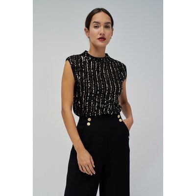 TOP EN VELOURS À PAILLETTES DORÉES SALSA JEANS