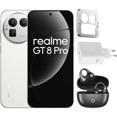 Smartphone Pack GT8 Pro 512Go Blanc + Chargeur + Buds Clip REALME