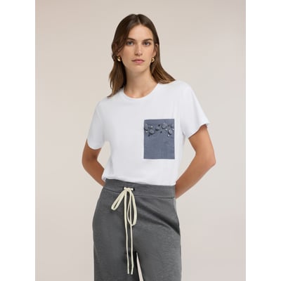 T-shirt avec poche ornée de pierres et strass MOTIVI