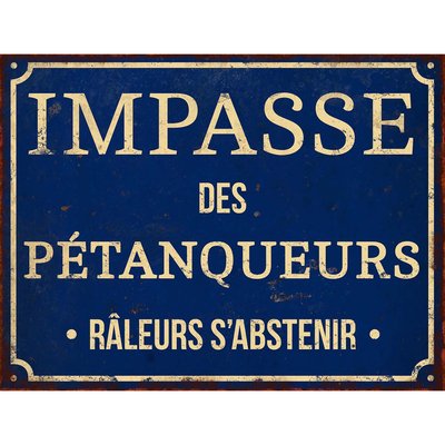 Plaque décorative en métal humour 33 x 25 cm Impasse des pétanqueurs ANTIC LINE CRÉATIONS
