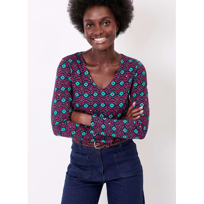 T-shirt col v imprimé coton bio VANPUR LA FIANCÉE