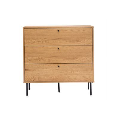 Commode finition bois clair chêne et pieds métal noir 3 tiroirs L100 cm PERNELLE MILIBOO