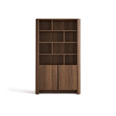 Youri - bibliothèque H170 cm effet noyer - 2 portes LISA DESIGN