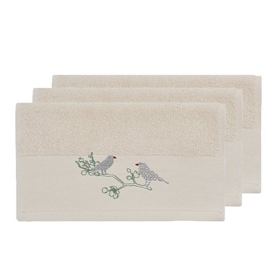 Lot de 3 serviettes invité SPRING BIRDS SENSEI MAISON
