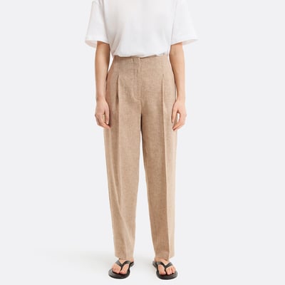 Pantalon cigarette taille haute en lin et coton LA REDOUTE COLLECTIONS