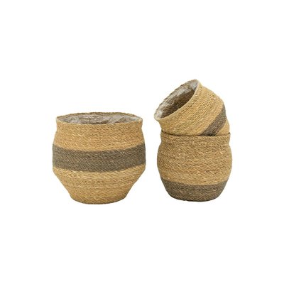 Cache-pots en jonc naturel et brun Grand modèle AUBRY GASPARD