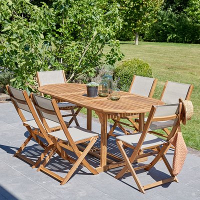 Salon de jardin en acacia massif extensible 6/8 places  HANOÏ BERAH GETAH
