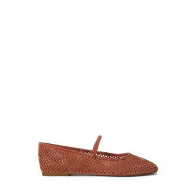 Jayna Openwork Leather Mary Jane Ballet Pumps LAUREN RALPH LAUREN