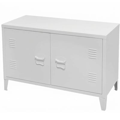 Meuble de télévision style industriel métal blanc 100x40x53cm WADIGA